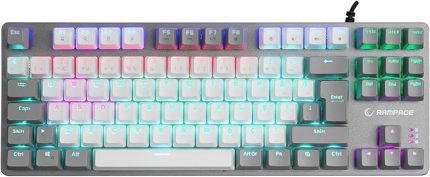 SNUG K14 Beyaz/Gri BLUE SWITCH Rainbow TKL Mekanik Gaming Oyuncu Klavye