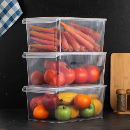 3185 3 Adet Kapaklı Dolap İçi ve Buzdolabı İçi Düzenleyici Banyo Mutfak Organizeri 8 Litre