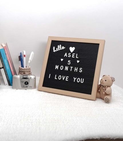 Gitti Ahsap Yazı Panosu Mesaj Tahtası ve Beyaz Harf Seti