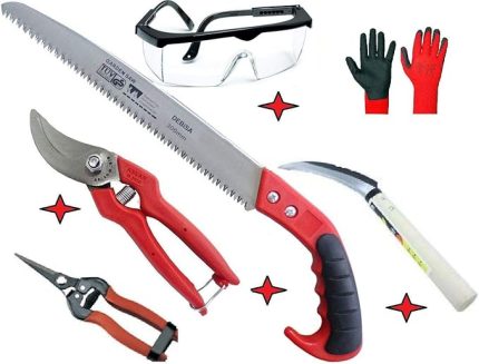 Bağ Bahçe Budama Kesme Seti Testere Orak Makas Tırpan Ağaç Dal Ot Çalı Meyva Çiçek Eldiven Gözlük