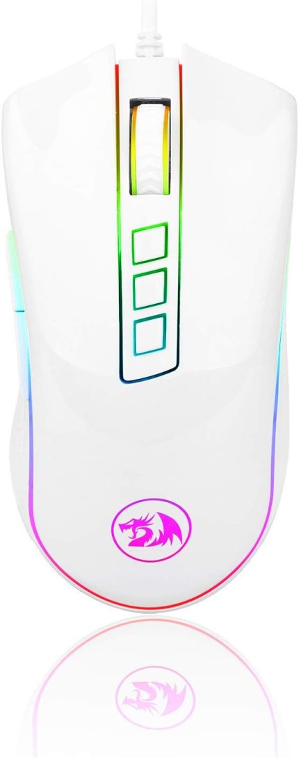 M711 Cobra oyun faresi, 16,8 milyon RGB renkli arka plan aydınlatması, 10.000 DPI ayarlanabilir, rahat sap, 7 programlanabilir tuş, beyaz