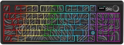 AK980 Kablosuz Hot-Swap TFT Ekranlı Mekanik Oyun Klavyesi 8.000 Mah Batarya Siyah - Maillard Switch