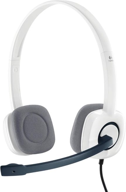 H150 Kablolu Stereo Kulak Üstü Mikrofonlu Kulaklık, Mikrofon ve Ses Çıkışı için Ayrı Bağlantı, Kablo Üzeri Kontrol Özelliği, Beyaz