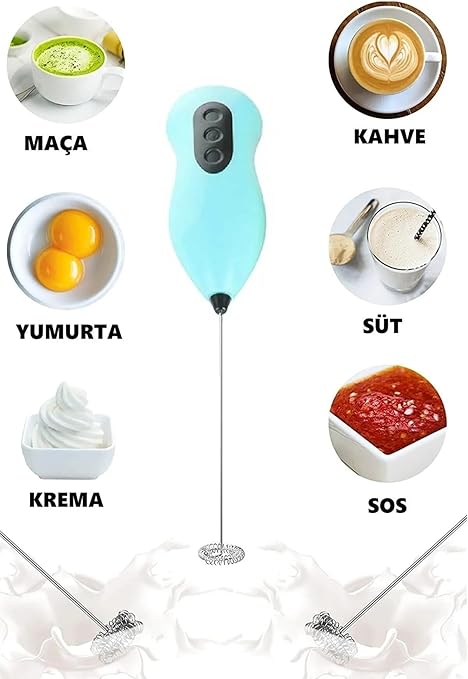 Pilli Kahve Öğütücü ve Karıştırıcı Mikser, Süt Köpürtücü Mini Mikser, MKSR001 - Görsel 3