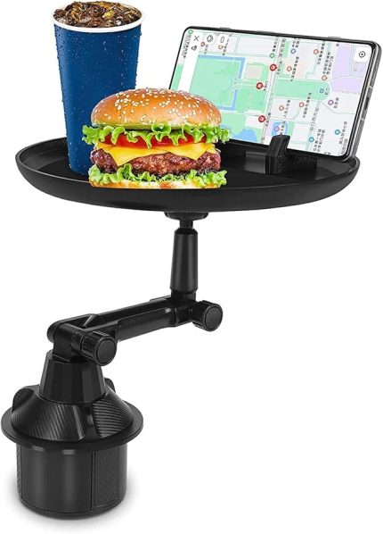 Araç içi Telefon Tutucu Tepsisi Araba için Ayarlanabilir 8,3 inçlik Tepsi Üstü Telefon Tutucu, Telefon Yuvası ve 360 ° döndürme özellikli Araba Yemek Tutucu Tepsi