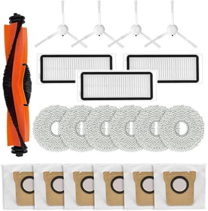 X20+ / X10+ / X10 Plus robot elektrikli süpürge için yedek parça kiti, 20 adet aksesuar seti 1 ana fırça, 3 filtre, 6 toz torbası, 6 paspas bezi, 4 yan fırça içerir