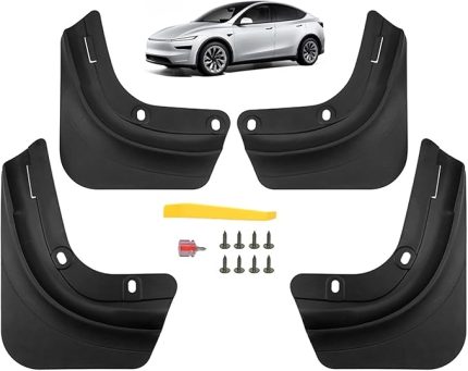 Yeni Tesla Model Y Juniper 2025 2026 Çamurluk, Ön ve Arka Çamurluk, Sıçrama Koruması, Delme Gerektirmez, Güçlü Dayanıklılık, 2026 Tesla Model Y 2025 Aksesuarları [OEM Orijinal] (4 Adet)