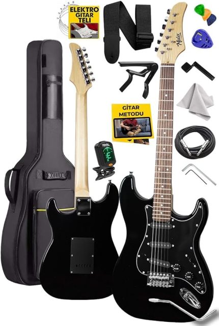 RPH-30BK Gül Klavye Strat Kasa SSS Elektro Gitar Seti