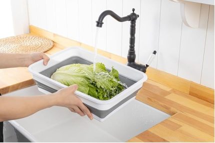 Katlanabilir Dikdörtgen Bulaşık Sepeti, 4 Litre Çok Amaçlı Katlanabilir Dikdörtgen Sepet, Katlanır Bulaşık ve Çamaşır Sepeti 20cm*27cm*8cm