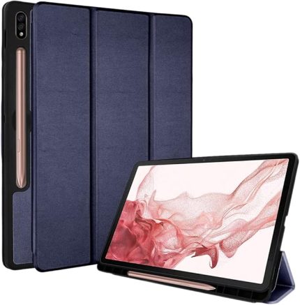 Samsung Galaxy Tab S8 11 inç 2022 Sürümü için Akıllı Kılıf (SM-X700 / SM/X706) PU Deri İnce Akıllı Kılıf Köşe Korumalı Stand Kapağı [Otomatik Uyanma/Uyku] Yumuşak TPU Tutucu - Mavi