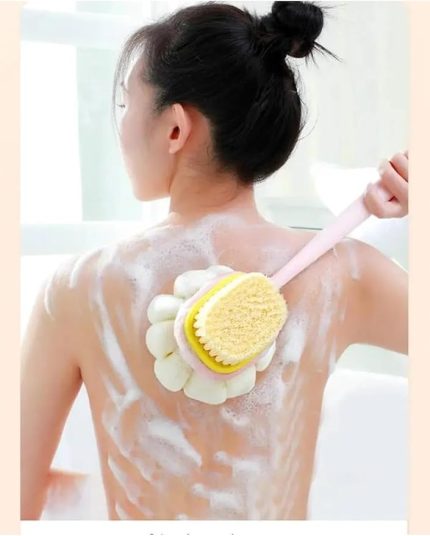 2'si 1 Arada Kıl ve Lifli Duş Fırçası, Uzun Saplı Masaj Etkili Çift Yönlü Banyo Bakım Fırçası, Asorti