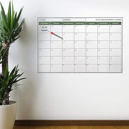 Yapışkanlı Bir Aylık Program Planlayıcı Akıllı Statik Duvar Takvimi 1. SINIF KALİTE 85x56 cm
