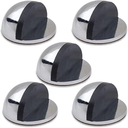 5 ADET Yarımay Kapı Stoperi Tamponu Kendinden Yapışkanlı Kapı Stopu Parlak Krom