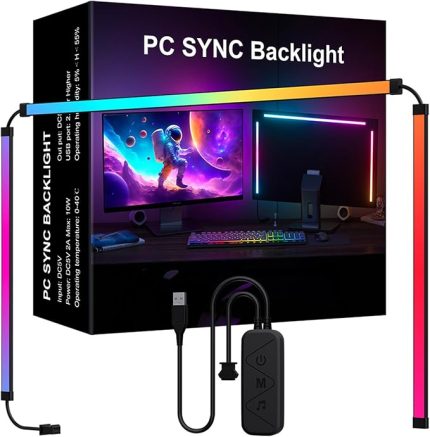 Phantom Ambiyans Ekranı LED Işık Çubuğu Müzik Ritmi Dinamik Işık Senkronizasyonu Yazılımla Kontrol Edilebilir Renk Dinamik Mod Müzik Modu Işık Şeridi (24inch)