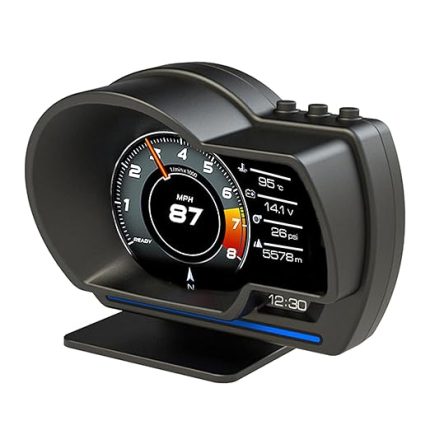 Araç Baş Üstü Göstergesi, OBDⅡ+GPS Akıllı Gösterge Yüksek Çözünürlüklü Hız Göstergesi Araç Teşhis Aracı OBD Arıza Kodu Eleme Güvenli Sürüş Bilgisayarı Tüm Araçlar İçin Aşırı Hız Arıza Alarmı