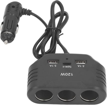 120W Araç Çakmak Güç Kaynağı Adaptörü, Hızlı Şarj Için USB Tip C Bağlantı Noktalı 3 Soket Şarj Cihazı, Kısa Devreyi Önleme, Aşırı Yük, 12V 24V Araç Çakmak Adaptörü
