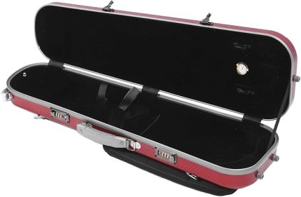 Kılıfı, Taşınabilir Karbon Fiber Hardshell 4/4 Tam Boyutlu Keman Kilidi Kırmızı