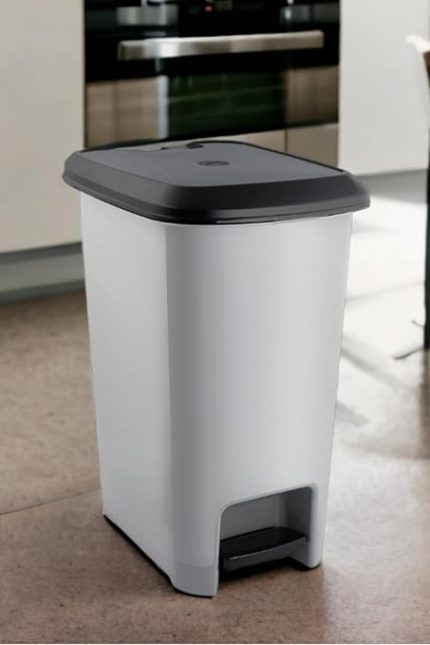 Home Slim Pedallı Çöp Kovası 60 Litre & Büyük Boy Pedallı Çöp Kovası Gri Metalik Gri