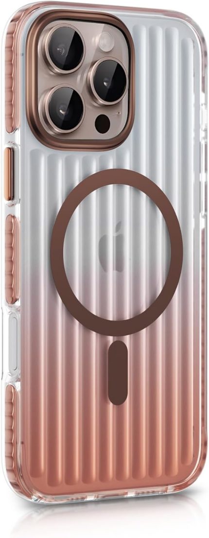 iPhone 16 Pro için Elite Serisi MagSafe ile Uyumlu Arkası Yarı Saydam Parmak izi Tutmayan ve Çizilmeyen Polikarbonat Kenarları Yumuşak Silikon Kılıf (Desert Titanium, 16 Pro)