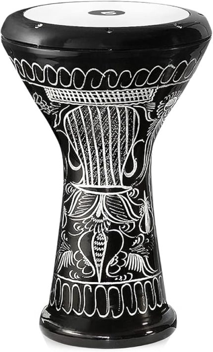 Darbuka Profesyonel Büyük Boy Siyah Erzincan El Işleme Darbuka Doumbek Darabuka 5 Numara