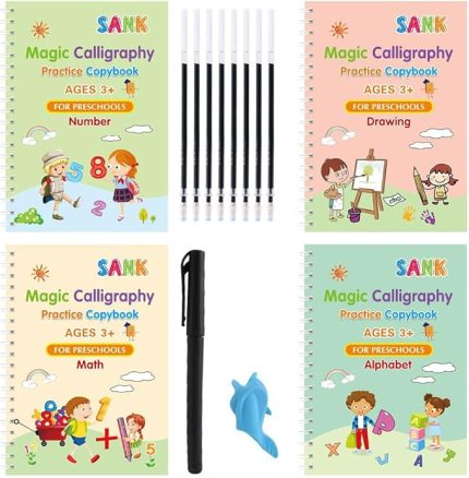 için Sank Magic Practice Copybook Anaokulu - Yeniden Kullanılabilir İngilizce El Yazısı Kitap Seti