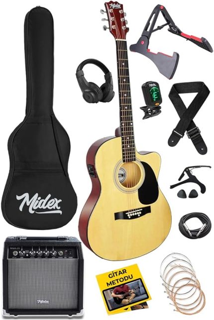 RG-560NT-AMP Natural Amfili Elektro Akustik Gitar Full Set