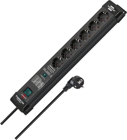 Premium-Line 26.000 Amper Akım Korumalı 1.8 Metre 6 Soketli Priz