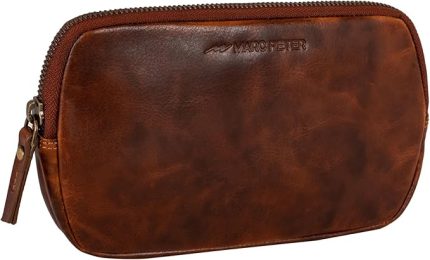 Peter® Vintage Darvin kalem kutusu, deri, YKK fermuarlı, kalemler için kalem kutusu, Balmumu bronzluk, çanta düzenleyici