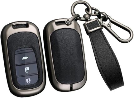 Metal Araba Anahtarı Kılıfı Anahtarlıklı Anahtar Kılıfı Honda HRV Accord CR-V Pilot HR-V Civic Vezel RV3 RV4 2022 2023 Anahtar Kılıfı Uzaktan Kumanda Kapak Aksesuar Siyah