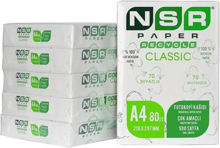PAPER Classic Geri Dönüştürülmüş A4 Fotokopi Kağıdı 80 Gr 5'li koli - 5x 500 = 2500 Yaprak Ürün Rengi%70 Beyazdır