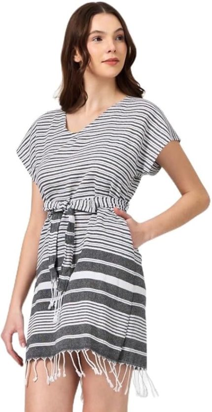 Plaj elbisesi Tunik pareo%100 Pamuk Gri L/XL
