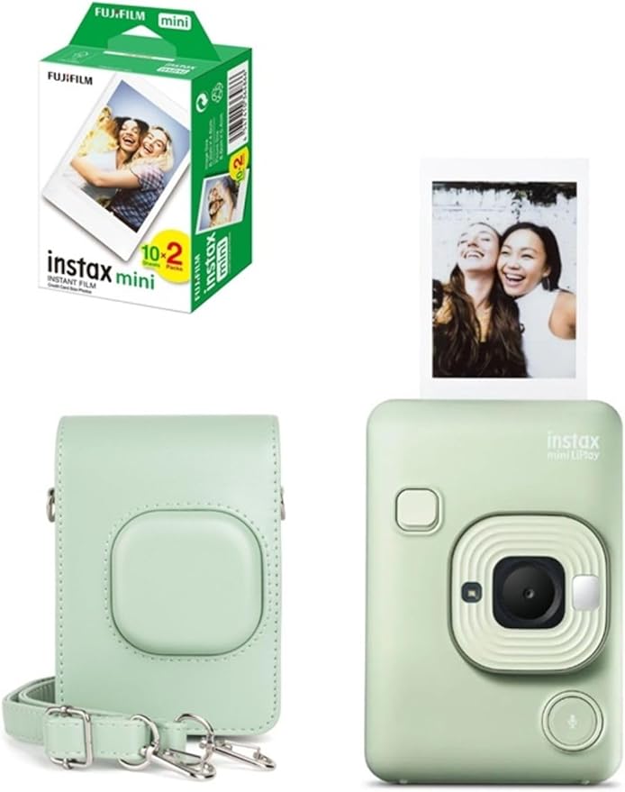 Instax Mini Liplay Hybrid Matcha Green Fotoğraf Makinesi 20'Li Film Liplay Uyumlu Çantalı Set