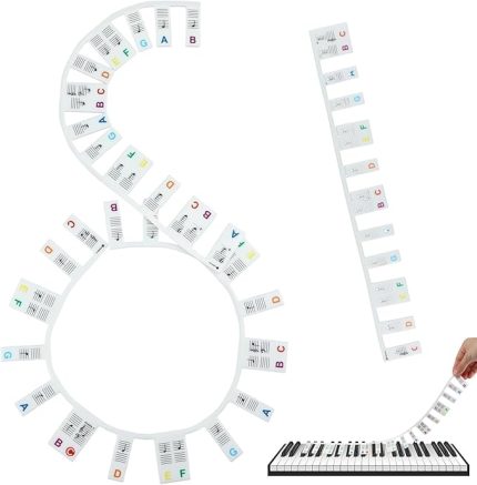 88 tuşlu çıkarılabilir piyano klavyesi etiketleri, piyano notaları, yeni başlayanlar için kılavuz etiketleri, tam boy, silikon piyano anahtarı, müzik notaları, harf etiketi, tekrar