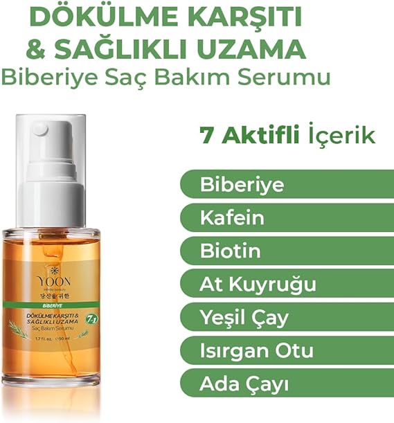Vegan Biberiye Saç Bakım Serumu - Saç Dökülme Karşıtı, Hızlı Saç Uzatan, Sülfat, Paraben ve Silikon İçermeyen, 7 Doğal Aktif İçerikli, Besleyici ve Güçlendirici Saç ve Saç Derisi Serumu 50ml - Görsel 2