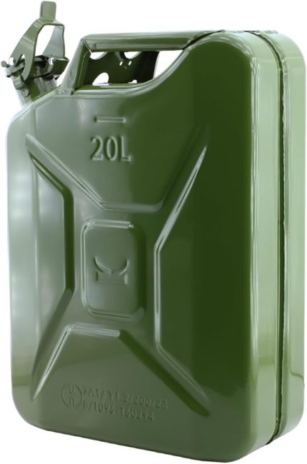 Metal Benzin Bidonu 20 Litre Akaryakıt Mazot Taşıma Doldurma Depolama Bidonu + Aktarma Borusu