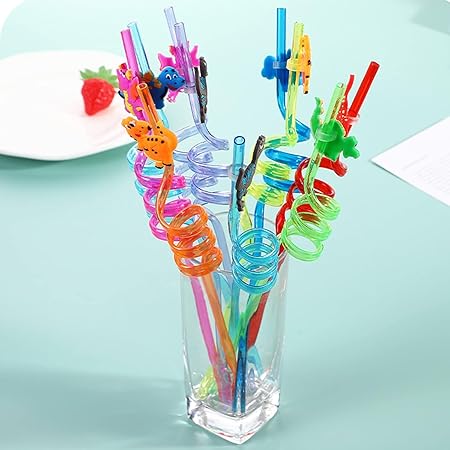 Home 4 Adet Kıvrımlı Plastik Pipet, Çocuklar için Eğlenceli Figürlü Tasarım, Renkli ve Dayanıklı İçecek Aksesuarları (4) - Görsel 4