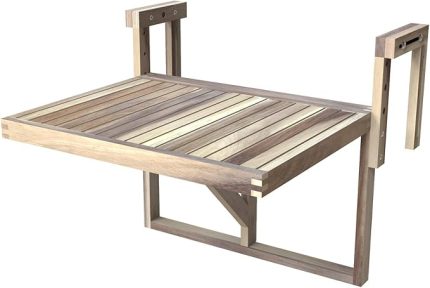 REAL WOOD Stockholm balkon katlanır masa ayarlanabilir FSC akasya ağacı organik beyaz