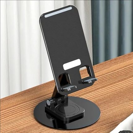 Alüminyum Tablet ve Telefon Standı, 360 Derece Ayarlanabilir Dönme Özelliği, Çok Amaçlı Masaüstü Dock Tutucu (Siyah)