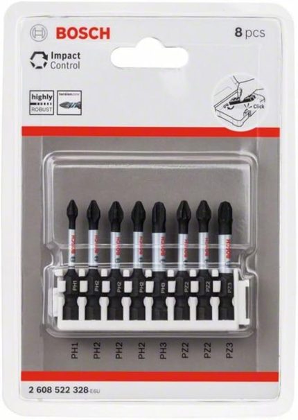 Professional Accessories 8 Parçalı Tornavida Ucu Seti (Impact Control, Pz/Ph Uçlar - Uzunluk: 50 mm, Evrensel Tutucu, Pick And Click, Darbeli Matkap Aksesuarı