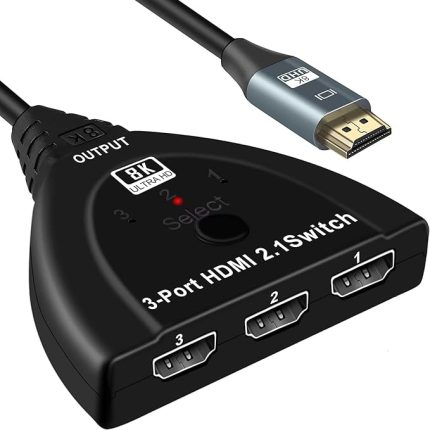 HDMI Anahtarı 3 Bağlantı Noktası, KSRplayer 4K@120Hz/8K@60Hz, 3'ü 1 Arada Çıkış, HDMI 2.1 Ayırıcı, 1.5ft Kablo, PS5 PS4 Roku Xbox TV Monitörü için HDMI Switcher Seçici Kutusu, VRR ALLM HDR Desteği