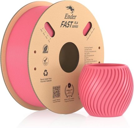 Ender Fast PLA Filament 1,75 mm, 3D Yazıcı Filament 300 mm/sn'ye kadar Yüksek Hız, Geri Dönüştürülebilir Karton Makara, Çoğu FDM 3D Yazıcıya Uygun - 1 kg (2,2 lb) Pembe