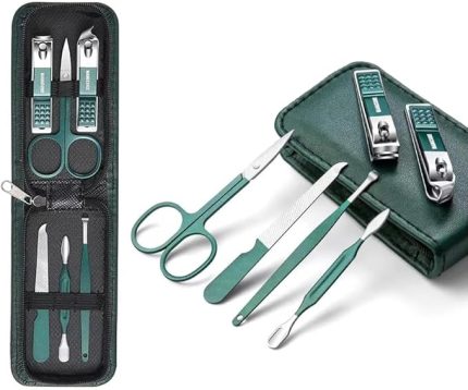 Taşınabilir 6in1 Çantalı Paslanmaz Çelik Profesyonel Manikür Pedikür Tırnak Bakım Seti (Yeşil)