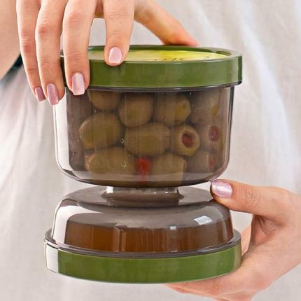 02 1391 Kum Saati Süzgeçli Zeytinlik - Zeytin Turşu Saklama Kabı Şeffaf