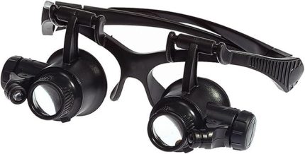 LED Kafa Üstü Büyüteç 10X 15X 20X 25X Optik Lens Cam Çift Gözlü Büyüteç LED Işıklı Kuyumcu İzle Onarım Ölçüm Araçları