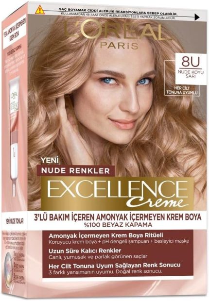 PARIS Excellence Creme Nude Renkler Saç Boyası - 8U Nude Koyu Sarı