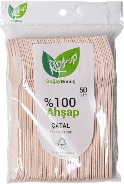 Doğaya Dönüş Ekolojik Doğal Doğa Dostu%100 Ahşap Çatal - 16 Cm. - 50'li Paket