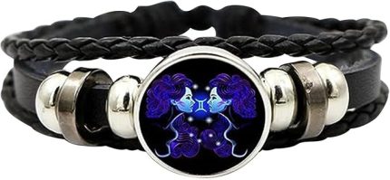 Burç Bileklik | El Yapımı Burç Bileklik - Erkekler için Taşınabilir Constellation Burç Deri Unisex Bileklik