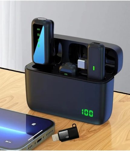 Sx6 Iphone Ve Type-c Uyumlu Kablosuz Yaka Mikrofonu Göstergeli Led Şarj Kutulu Gürültü Azaltma