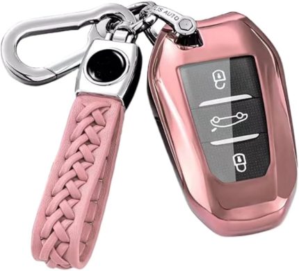 【5 renk】 Avenger elektrikli anahtar kılıfı, anahtarlıklı, Jeep Avenger 2022 2023 için, orijinal aksesuar, Pembe.