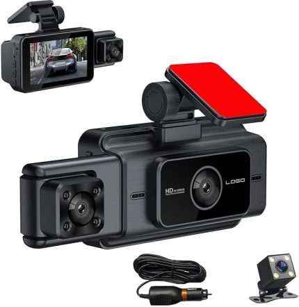 WiF araç sürüş kayıt cihazı, n araç DVR, kablolu yüksek çözünürlüklü 1080P kızılötesi gece görüşü ve Black1 32G'nin ön ve arka üç lensiyle aynı anda geri vites kaydı